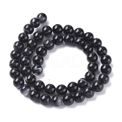 Natural Black Agate Beads Strands G-G582-4mm-60-1