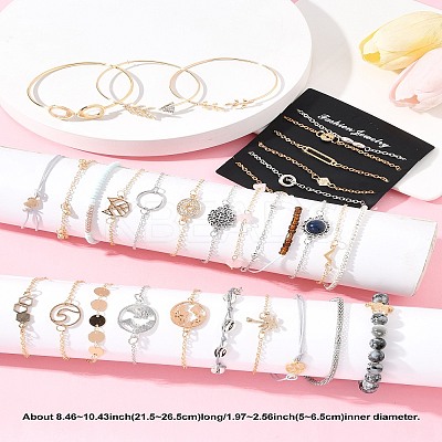 8Sets 8 Styles Iron Alloy Link Bracelets Set for Women BJEW-FS0001-10-1
