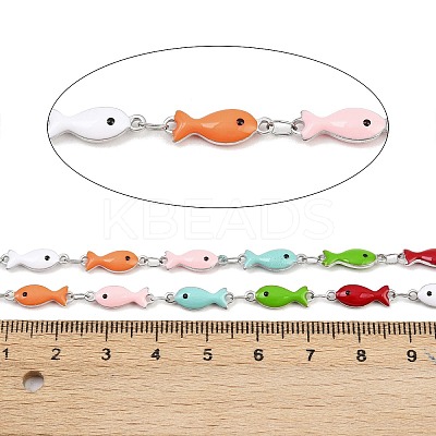 304 Stainless Steel Enamel Fish Link Chains CHS-F023-01J-P-1