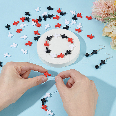 300Pcs 3 Colors Opaque Acrylic Beads SACR-WR0001-03-1