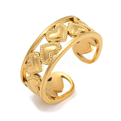 304 Stainless Steel Open Cuff Rings for Women RJEW-L125-07G-01-1