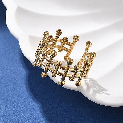 304 Stainless Steel Open Cuff Ring for Women LS-RJEW-M049-01G-05-1