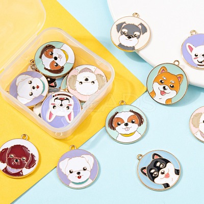 16Pcs 8 Style Eco-Friendly Alloy Enamel Pendants ENAM-FS0001-15-1