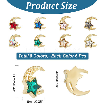 48Pcs 8 Colors Light Gold Tone Alloy Cabochons MRMJ-HY0002-47-1