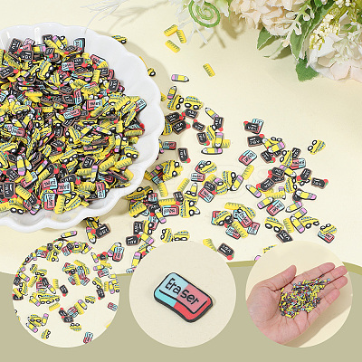 100G Back-to-School Season Polymer Clay Cabochons CLAY-SC0002-80-1