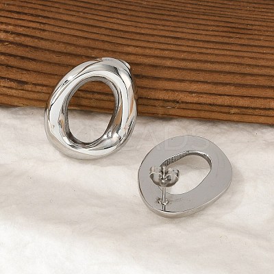 304 Stainless Steel Oval Stud Earrings EJEW-M073-06P-1