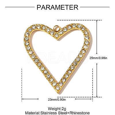 304 Stainless Steel Rhinestone Pendants STAS-OY008-86G-1