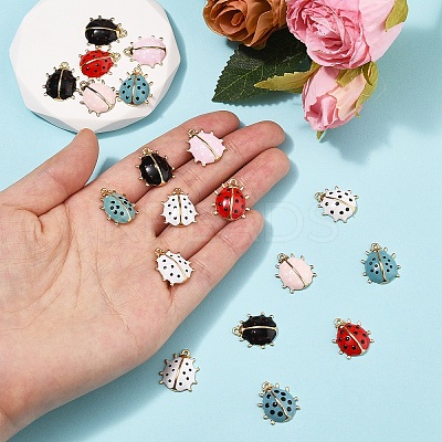 20Pcs 5 Colors Alloy Enamel Pendants ENAM-YW0005-67-1