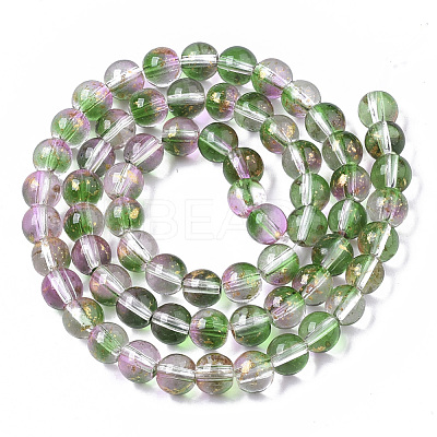Transparent Spray Painted Glass Bead Strands GLAA-N035-03B-B01-1