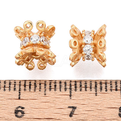 925 Sterling Silver Pave Clear Cubic Zirconia Flower Beads STER-T008-40G-1