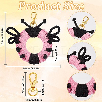 DIY Handmade Woven Cotton Ladybird Keychain Making Kits DIY-SC0028-10-1