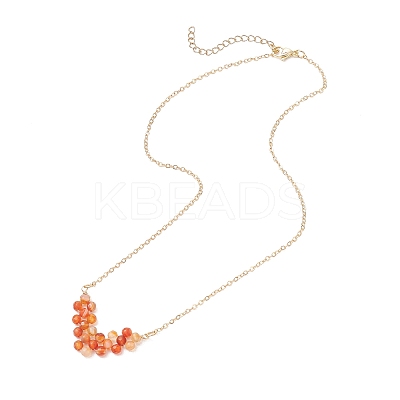 3Pcs 3 Styles Natural Green Aventurine & Amethyst & Carnelian Faceted Round Beaded Arrow Pendant Brass Cable Chain Necklaces NJEW-TA00207-1