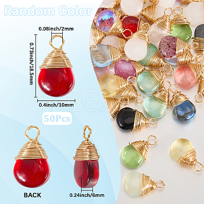 50Pcs Transparent Glass Pendants FIND-SP0004-02-1