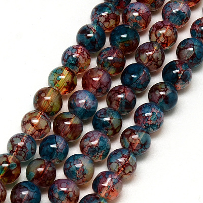 Baking Paint Glass Beads Strands DGLA-Q023-6mm-DB60-01-1