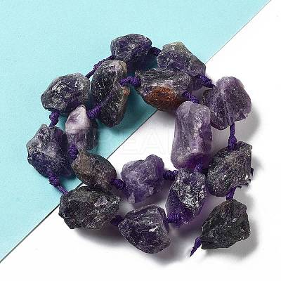 Raw Rough Natural Amethyst Beads Strands G-J388-A11-01-1