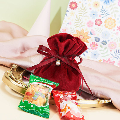 Velvet Jewelry Bags with Drawstring & Plastic Imitation Pearl LS-TP-CJC0001-03A-1