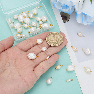 40Pcs 4 Styles Natural Cultured Freshwater Pearl Pendants PALLOY-ME00011-1