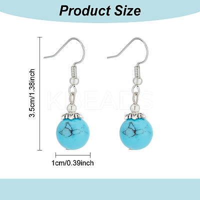 10 Pairs 10 Style Natural & Synthetic Mixed Gemstone Round Beaded Dangle Earrings EJEW-AN0002-82-1