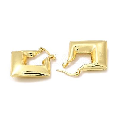Rack Plating Brass Rhombus Hoop Earrings for Women EJEW-G342-01G-1