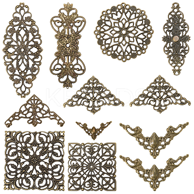 120Pcs 10 Styles Iron Connector Charms FIND-SC0017-12-1