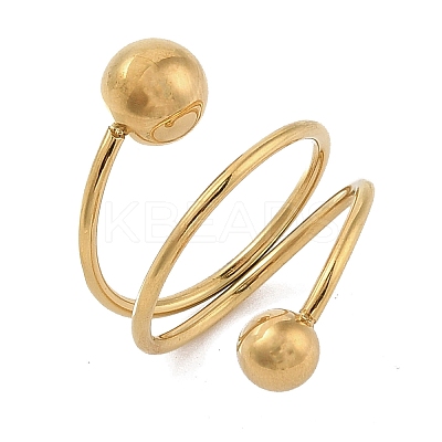 Ion Plating(IP) 304 Stainless Steel Wire Wrap Spiral Cuff Rings for Women RJEW-G315-08A-G-1