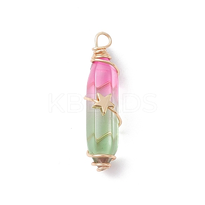 2Pcs 2 Style Two Tone Glass Double Terminated Point Beads Pendants Set PALLOY-JF02538-03-1