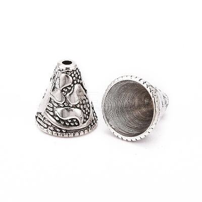 Tibetan Style Cone Alloy Bead Caps X-PALLOY-I112-09AS-1