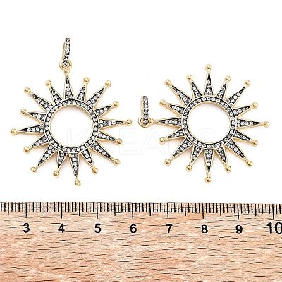 Sun Rack Plating Brass Micro Pave Clear Cubic Zirconia Pendants KK-NH0001-09G-1