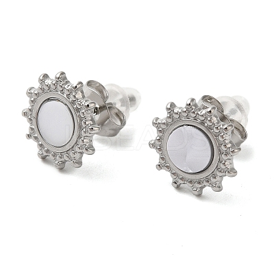 Non-Tarnish 304 Stainless Steel Embossing Stud Earrings LS-EJEW-U001-06P-01-1