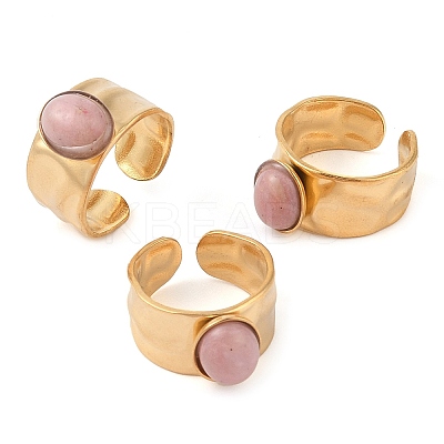 Oval Natural Rhodonite Finger Rings RJEW-Z057-12G-08-1