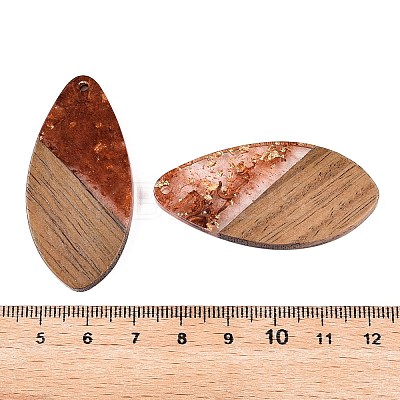 Transparent Resin and Walnut Wood Pendants RESI-T057-05C-1