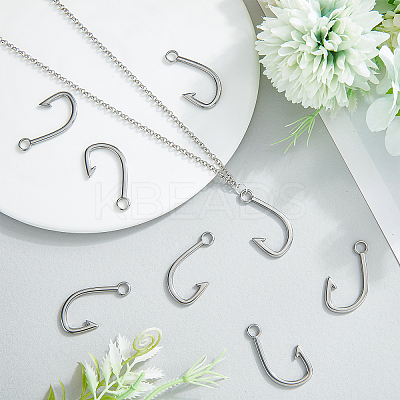 16Pcs 201 Stainless Steel Hook Clasps STAS-DC0010-65-1