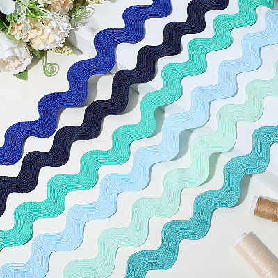 12 Yards 6 Colors Polyester Wavy Fringe Trim Ribbon OCOR-GF0005-56-1