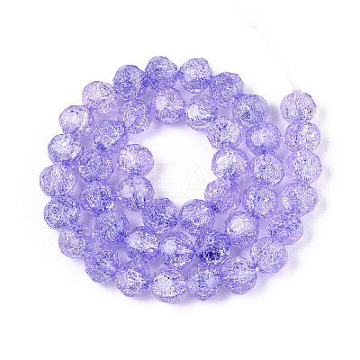 Transparent Crackle Glass Beads Strands GLAA-N053-8mm-05-1