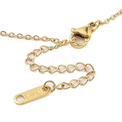 304 Stainless Steel & ABS Imitation Pearl Round Ball Pendant Necklaces NJEW-N055-07G-1