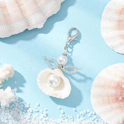 Angel Clam Shell Pendant Decoration HJEW-MZ00246-02-1