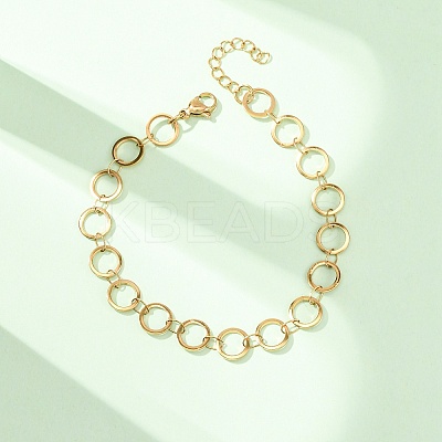 304 Stainless Steel Ring Link Chain Bracelets BJEW-P373-02B-G-1