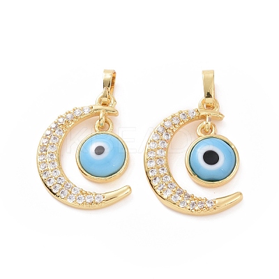 Brass Micro Pave Cubic Zirconia Pendants ZIRC-F136-06G-03-1