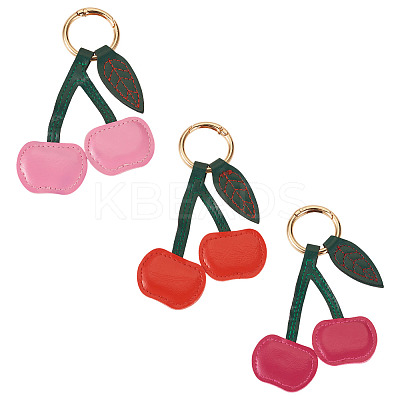 3Pcs 3 Colors PU Leather Alloy Keychains KEYC-TA0001-42-1