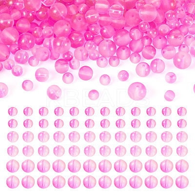 300Pcs Frosted Transparent Glass Beads GLAA-TA0002-78B-1