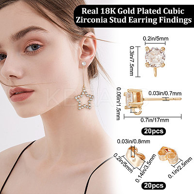 20Pcs Brass Stud Earring Findings KK-BBC0005-01-1
