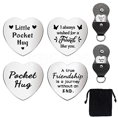 1 Set Friendship Theme Heart Double-Sided Engraved Stainless Steel Commemorative Decision Maker Coin AJEW-GL0001-60-1