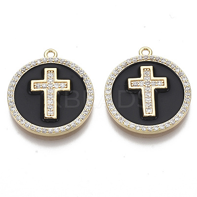 Brass Micro Pave Cubic Zirconia Pendants KK-R130-035-01G-NF-1