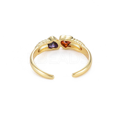 Brass Micro Pave Colorful Cubic Zirconia Cuff Rings RJEW-S044-157-NF-1