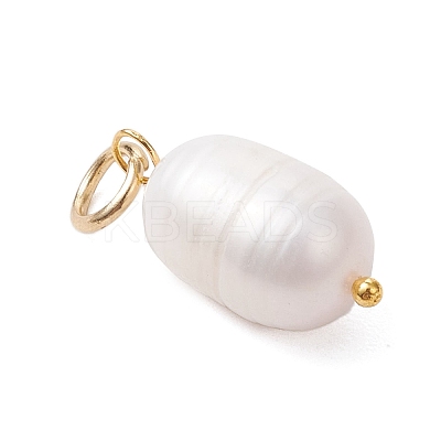 2Pcs 2 Colors Natural Cultured Freshwater Pearl Rice Pendants PALLOY-JF04200-1