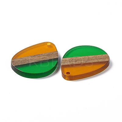 Transparent Resin & Walnut Wood Pendants RESI-M027-04I-1