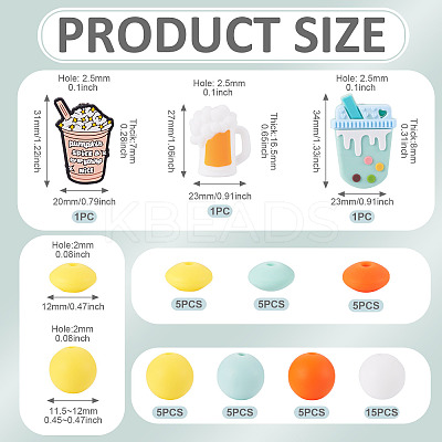 48Pcs 10 Styles Food Grade Eco-Friendly Silicone Focal Beads SIL-TA0002-94-1