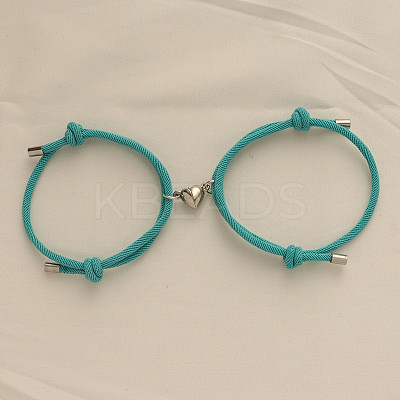 Alloy Heart-shaped Magnetic Braided Rope Bracelets for Couple Girlfriends WG59636-20-1