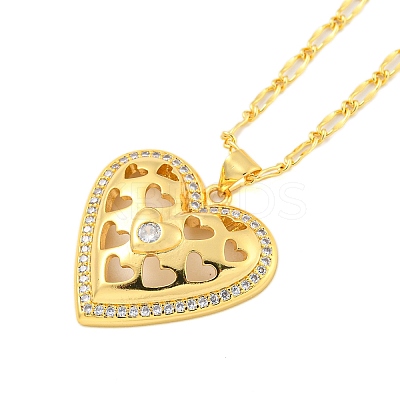 Brass Micro Pave Clear Cubic Zirconia Pendant Necklaces LS-NJEW-M220-01D-G-1