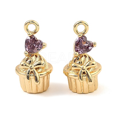 Brass Micro Pave Cubic Zirconia Pendants KK-C155-16G-03-1